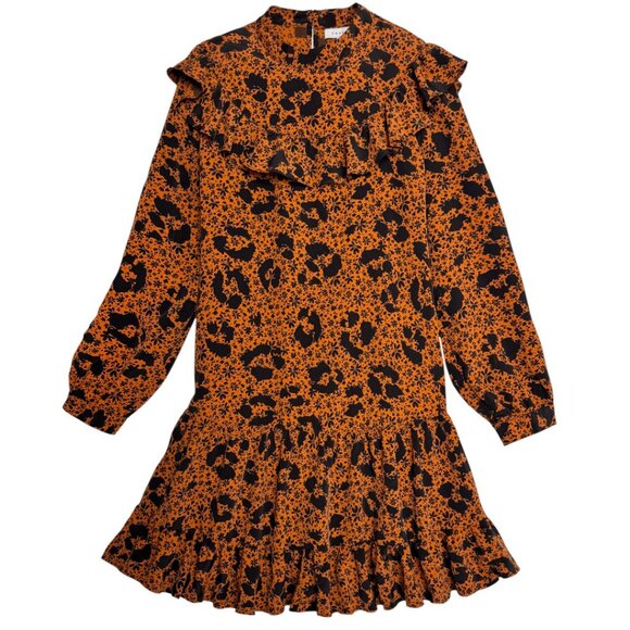 TOPSHOP RUFFLE YOKE FALL DARK FLORAL BLOOMCORE FLIRTY MINI DRESS SIZE 6 - Picture 2 of 9